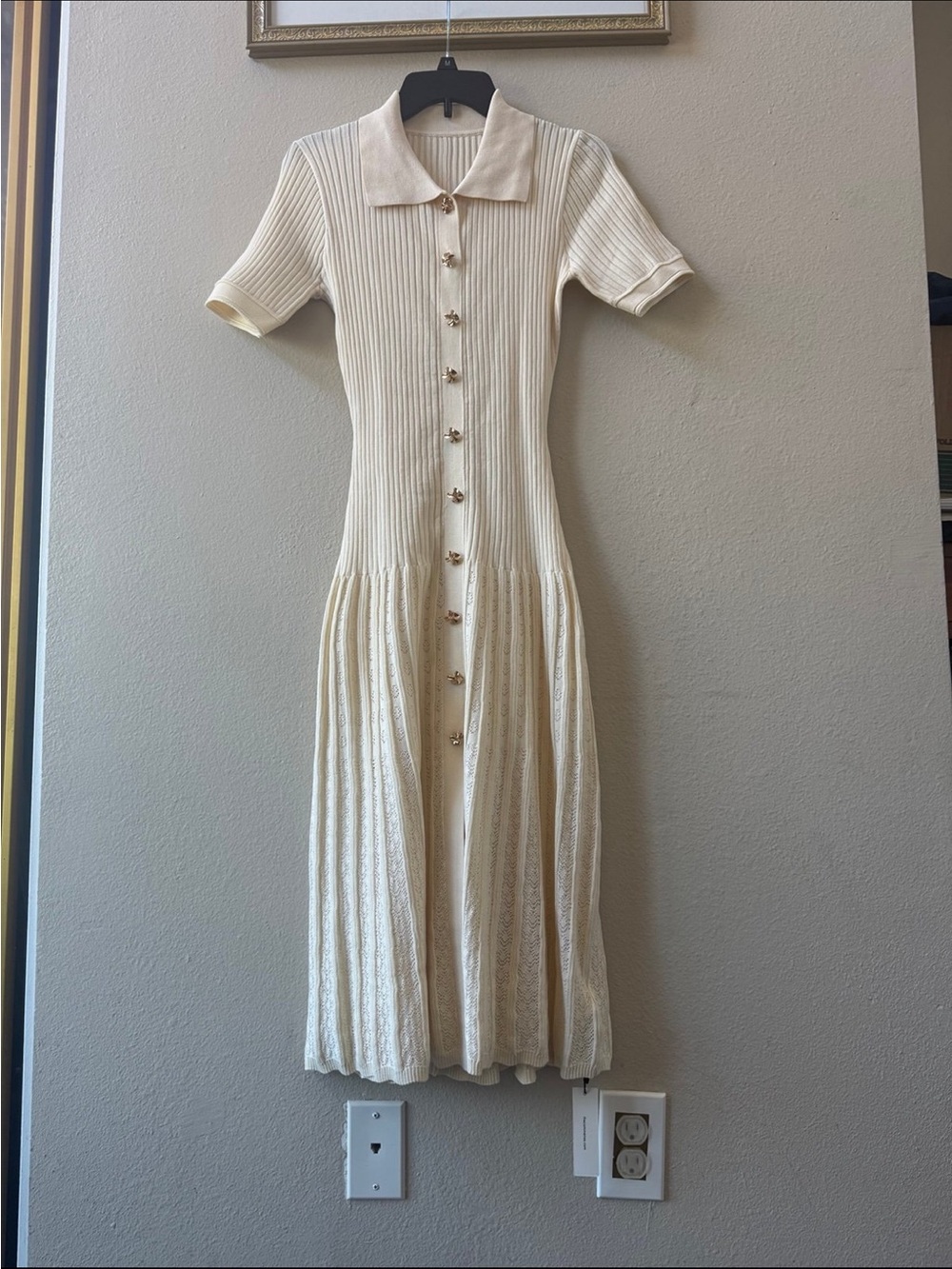 NWT Commense beige knit polo dress size M